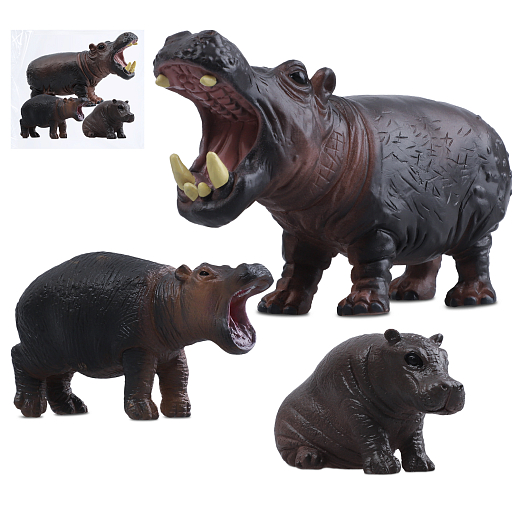 ТМ "КОМПАНИЯ ДРУЗЕЙ", серия "Животные планеты Земля", набор животных "Гиппопотамы", 3 шт, в/п в Джамбо Тойз