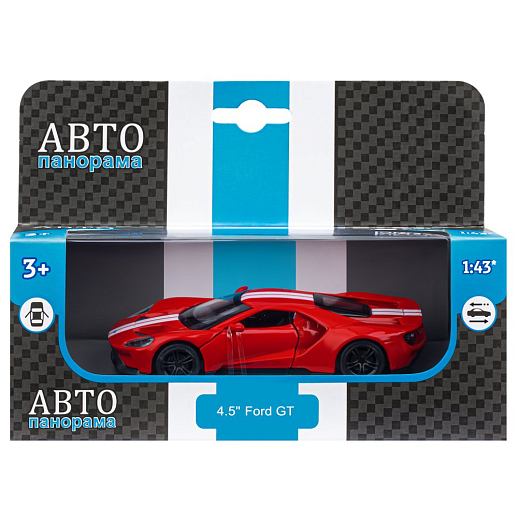 ТМ "Автопанорама" Машинка металлическая 1:40 Ford GT, красный, откр. двери, инерция, в/к 17,5*12,5*6,5 см в Джамбо Тойз #3