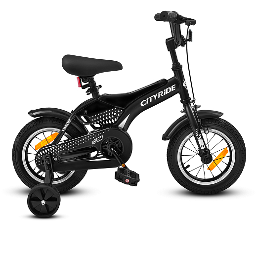 Детский велосипед "Cityride REVO", модель CR-B2-05, рама сталь, кожух цепи 100%, обода алюм. 12", втулки сталь, покрышки 2,125, страх. колеса, руль сталь. вынос сталь, задние ножные тормоза, передний клещевой, звонок, крылья пластик, отражатели пер/зад и на спицах, цвет чёрный в Джамбо Тойз #3