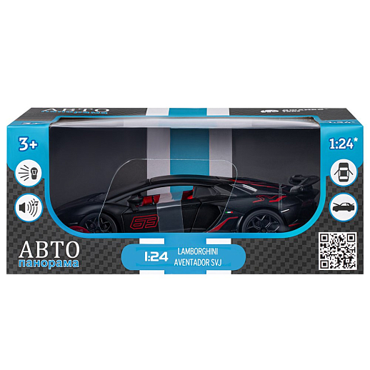 ТМ "Автопанорама" Машинка металлическая, 1:24,  Lamborghini SVJ, черный, открываются двери и багажник, свободный ход колес, световые и звуковые эффекты, в/к 24,5х12,5х10,5 см в Джамбо Тойз #3