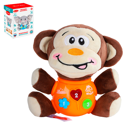 ТМ "Smart Baby" Развивающая мягкая игрушка "Обезьяна" цвет оранжевый, 17 звуков природы , сказок, ме в Джамбо Тойз