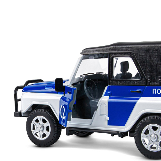 Машинка металлическая Автопанорама, инерционная, коллекционная модель УАЗ-469 "Полиция", масштаб 1:24, свет, звук, открываются двери, капот, багажник, белый, в/к 22*12*11 см в Джамбо Тойз #12