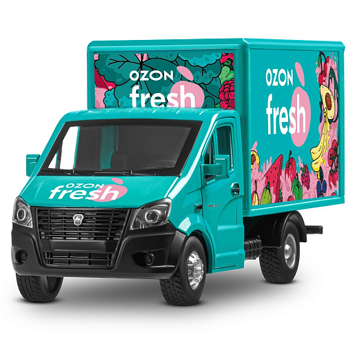 ТМ "Автопанорама" Машинка металлическая 1:28 ГАЗель NEXT OZON fresh, зеленый, откр. двери, задняя дверка фургона, свет, звук, инерция, в/к 24*14*12 см в Джамбо Тойз #5