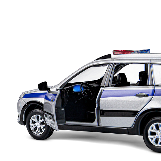 Машинка металлическая Автопанорама, инерционная, коллекционная модель LADA GRANTA CROSS "Полиция" масштаб 1:24, свет, звук, открываются 4 двери, капот, багажник,серебряный, в/к 24,5*12,5*10,5 см в Джамбо Тойз #13