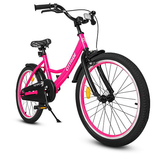 Велосипед двухколёсный CITYRIDE, модель CR-B2-04, рама сталь, колеса алюминий 20", подножка, цвет розовый в Джамбо Тойз