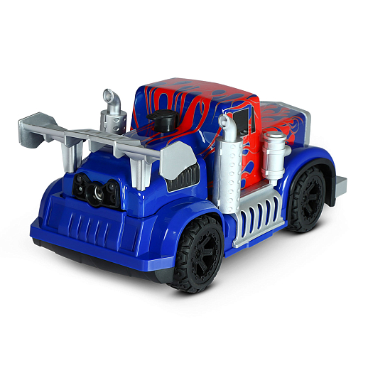 Р/У Грузовик-тягач с паром,подсветкой корпуса и пульта,аккум. в компл.,цвет синий с красн.,в/к 37,1*15*15см в Джамбо Тойз #7