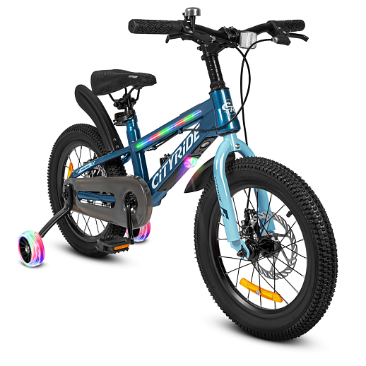 Двухколесный велосипед CITYRIDE, модель CR-B2-10, колеса 16 дюймов, рама сталь, дисковые механические тормоза, свет в раме, балансирные колеса, BT, цвет темно-зеленый в Джамбо Тойз