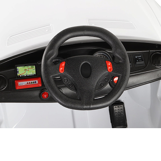 Машинка на аккумуляторе, 6V4AH*2, Р/У, колеса EVA (мягкие колеса), свет, звук, открыв двери, 110*60*50см, до 30 кг. Цвет - белый в Джамбо Тойз #6