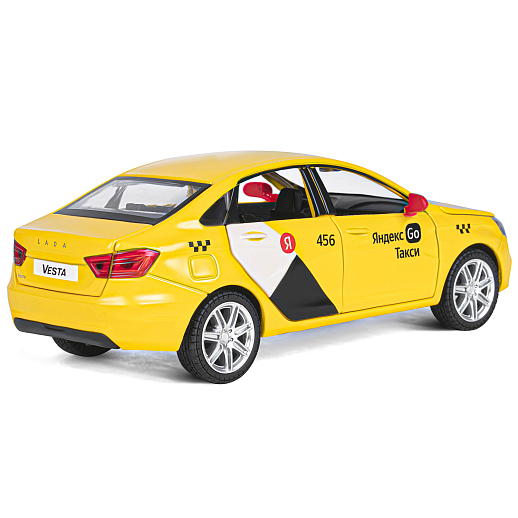Машинка металлическая Яндекс Go, инерционная, коллекционная модель 1:24 LADA VESTA, цвет желтый, открываются 4 двери, капот, багажник, свет, звук, в/к 24,5*12,5*10,5 см в Джамбо Тойз #9