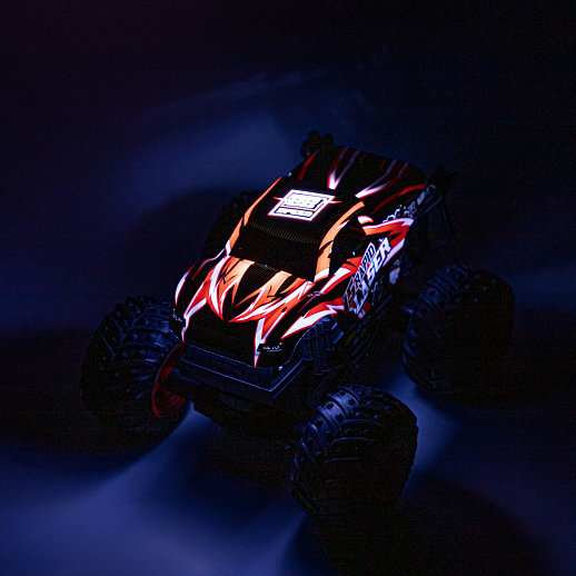 Р/у монстр-трак Динозавр, перевертыш, 1:20, 2.4GHz, 3D подсветка корпуса, музыка, демо-режим, цвет красный, с аккум.,  в/к 21,5*19*23 см в Джамбо Тойз #4