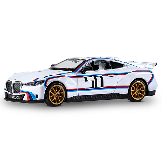 ТМ "Автопанорама" Машинка металлическая 1:34 BMW 3.0 CSL, белый, свет, звук, откр. двери, в/к 17,5*13,5*9 см в Джамбо Тойз #2