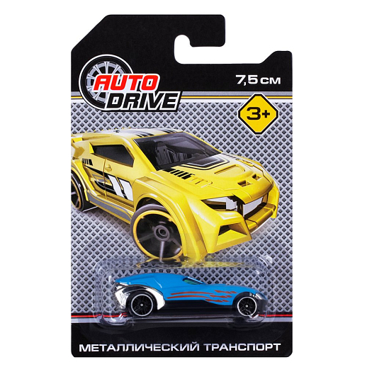 AUTODRIVE Машинка металлическая, свободный ход колес, размер машинки 3,2*7,5*2 см, блистер 10,7*16,5*3 см в Джамбо Тойз #17
