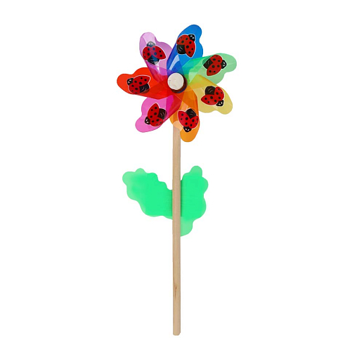 Ветерок, деревянная палочка 25cм+ цветок 12cм,12шт в упак в Джамбо Тойз