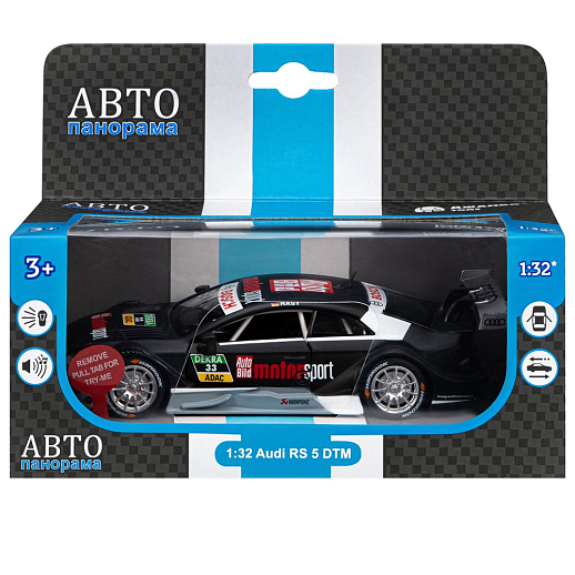 ТМ "Автопанорама" Машинка металлическая  1:32 Audi RS 5 DTM, черный матовый, свет, звук, откр. двери, инерция, в/к 17,5*13,5*9 см в Джамбо Тойз #20