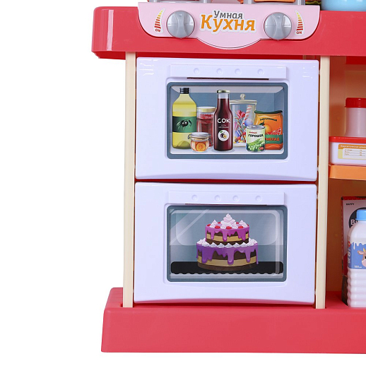 Игровой набор Amore Bello "Умная Кухня с пультом" кран с водой, плита с паром, еда меняет цвет, сенсорный дисплей, свет, звук, цвет красный, в/к 53х15х47 см в Джамбо Тойз #9