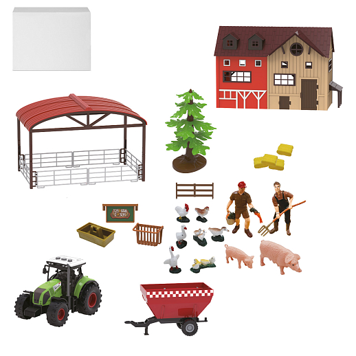 Игровой набор "Ферма с навесом и трактором с прицепом" на бат., в/к 39*10*35 см в Джамбо Тойз