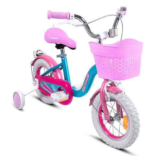 Велосипед двухколёсный CITYRIDE, модель CR-B2-09F7, рама сталь, колеса алюминий 12", пластиковая корзина, цвет голубой-розовый в Джамбо Тойз
