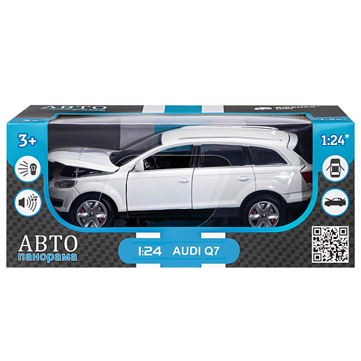 ТМ "Автопанорама" Машинка металлическая 1:24 Audi Q7, белый, откр. двери, капот и багажник, свет, звук, свободный ход колес, в/к 24,5*12,5*10,5 см в Джамбо Тойз #3