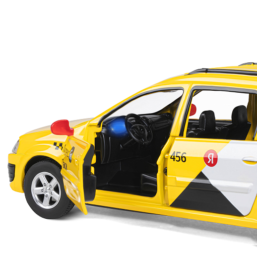 Машинка металлическая Яндекс Go, инерционная, коллекционная модель LADA LARGUS, масштаб 1:24, цвет желтый, открываются 4 двери, капот, багажник, свет, звук, в/к 24,5*12,5*10,5 см в Джамбо Тойз #6