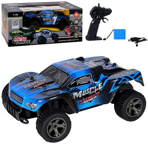 AUTODRIVE Р/у скоростной багги, М1:18, 2,4GHz,  аккум.в компл., цвет синий, в/к 31*19,2*14,3см в Джамбо Тойз