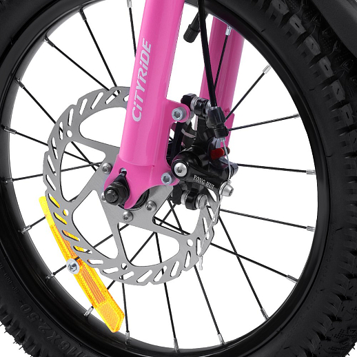 Велосипед двухколёсный CITYRIDE, модель CR-B2-07B, колеса 16", рама сталь, дисковые мех. тормоза, обода сталь, балансирные колёса, цвет розовый в Джамбо Тойз #8