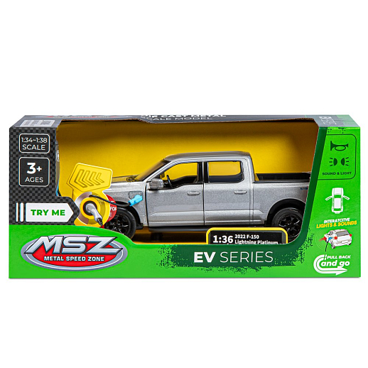 Машинка металлическая 1:36 Ford F-150 с зарядной станцией, серебристо-серый, свет, звук, откр. двери и капот, инерция, в/к 20,6*9,*9 см в Джамбо Тойз #16