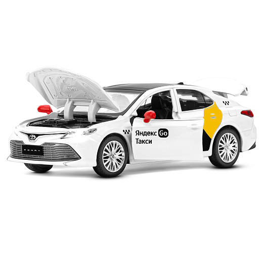 Яндекс Go машинка металлическая, 1:34 Toyota Camry, цвет белый, инерция, свет, озвучено Алисой, откр. двери, в/к 17,5*13,5*9 см в Джамбо Тойз #6