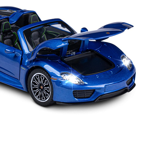 ТМ "Автопанорама" Машинка металлическая, 1:24, Porsche 918 Spyder, синий перламутр, откр. двери, капот и багажник, свет, звук, свободный ход колес, в/к 24,5х12,5х10,5 см в Джамбо Тойз #19