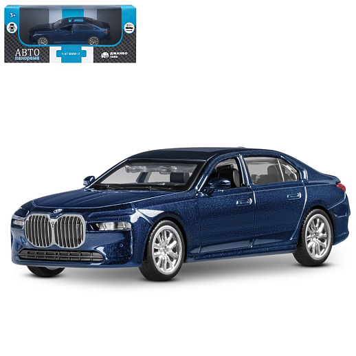 ТМ "Автопанорама" Машинка металл. 1:47 BMW I7, голубой, инерция, откр. двери, в/к 17,5*12,5*6,5 см в Джамбо Тойз