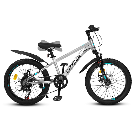 Велосипед CITYRIDE 20", модель CR-B2-12F2, рама сталь, обода двойные алюминий, трансмиссия 1*6 ск, амортизационная вилка, дисковые мех. тормоза цвет чёрный в Джамбо Тойз #12