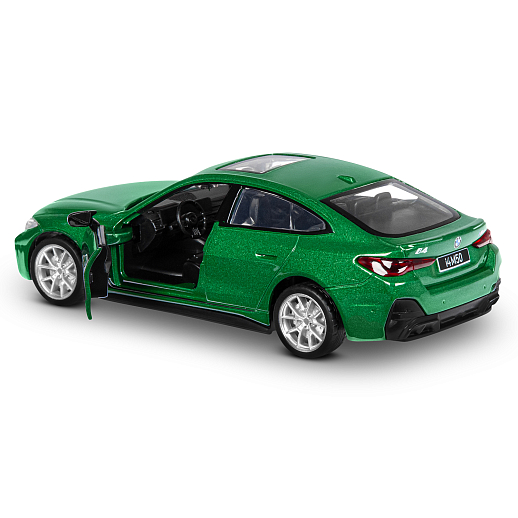 Машинка металлическая 1:34 BMW I4 M50 с зарядной станцией, зеленый, свет, звук, откр. двери и капот, инерция, в/к 20,6*9,*9 см в Джамбо Тойз #11