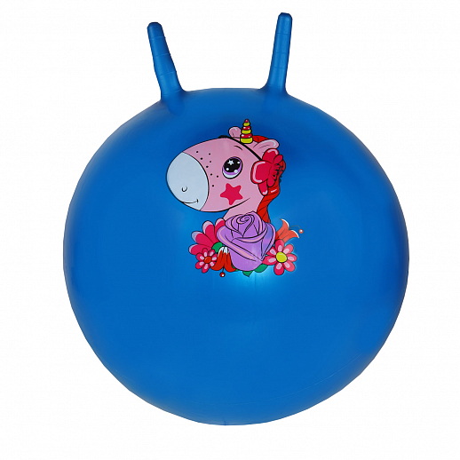Мяч-прыгун детский, 55CM с рожками,  1 цвет, 450 г, ПВХ Синий. Единорог микс в Джамбо Тойз