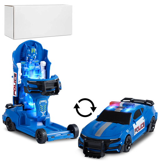 Машинка-робот Полиция, 13,5см, фрикционный механизм, со светом, цвет синий с бел.,в/к 15,5*4,5*7,5см в Джамбо Тойз