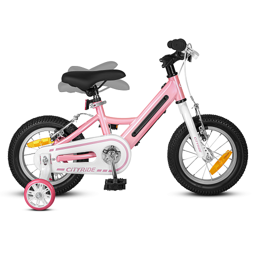 Велосипед двухколесный CITYRIDE, модель CR-B2-11FU, рама сталь, колеса алюминий 12", v-brake тормоза, встроенная в раму подсветка, балансирные колёса, цвет розовый в Джамбо Тойз #4