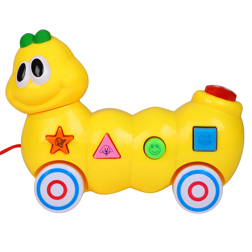 Каталка-игрушка музыкальная "Гусеница" ТМ "Smart Baby", на веревочке, мелодии В. Шаинского, учим фигуры, животных, в/к 16,5*20,5*9 см в Джамбо Тойз #4