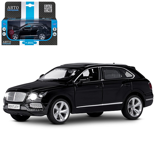 ТМ "Автопанорама" Машинка металлическая 1:34 Bentley Bentayga, черный, свет, звук, откр. двери, капот и багажник, инерция, в/к 17,5*13,5*9 см в Джамбо Тойз