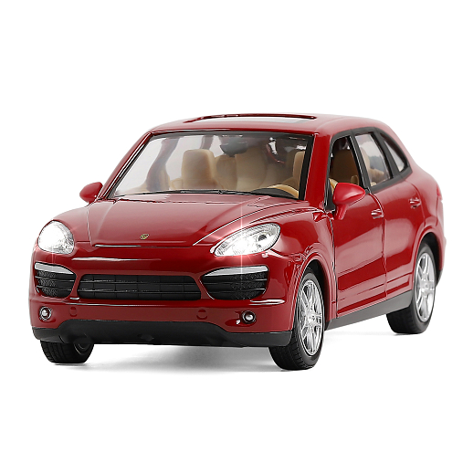 ТМ "Автопанорама"  Машинка металл. 1:24 Porsche Cayenne S, бордовый, свободный ход колес, откр. двери, капот и багажник, в/к 24,5*12,5*10,5 см в Джамбо Тойз #3