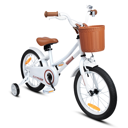 Велосипед двухколёсный CITYRIDE, модель CR-B2-08H, колеса 16", рама сталь, колеса сталь, балансирные колеса, пластиковая корзинка, цвет белый в Джамбо Тойз