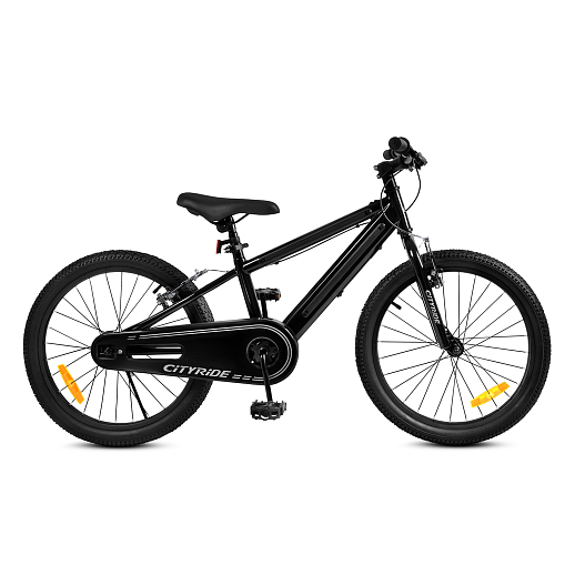Велосипед двухколесный CITYRIDE, модель CR-B2-10FU, рама сталь, колеса алюминий 20", v-brake тормоза, встроенная в раму подсветка, подножка, цвет чёрный в Джамбо Тойз #4