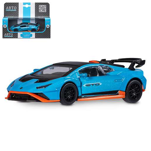 ТМ "Автопанорама" Машинка металл. 1:40 Lamborghini STO, голубой, инерция, откр. двери, в/к 17,5*12,5*6,5 см в Джамбо Тойз