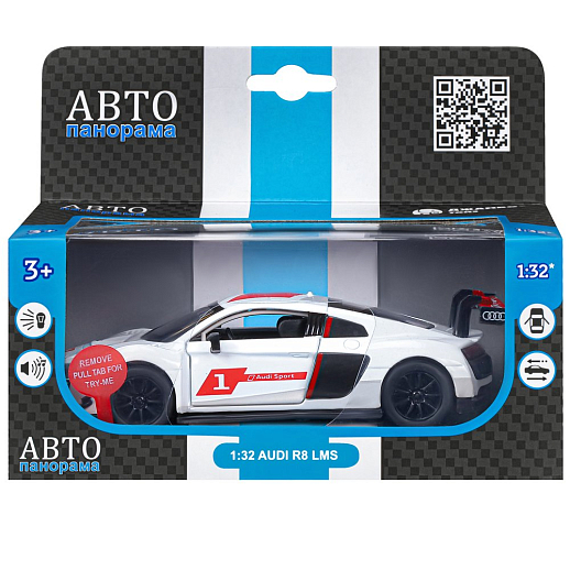 ТМ "Автопанорама" Машинка металлическая 1:32 AUDI R8, белый перламутр, свет, звук, откр. двери, инерция, в/к 17,5*13,5*9 см в Джамбо Тойз #3