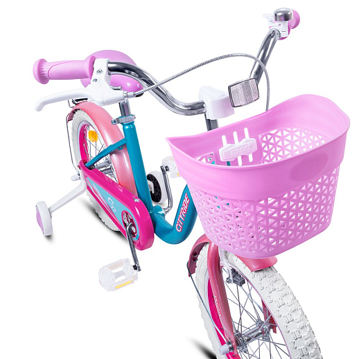 Велосипед двухколёсный CITYRIDE, модель CR-B2-09F7, рама сталь, колеса алюминий 16", пластиковая корзина, цвет голубой-розовый в Джамбо Тойз #4
