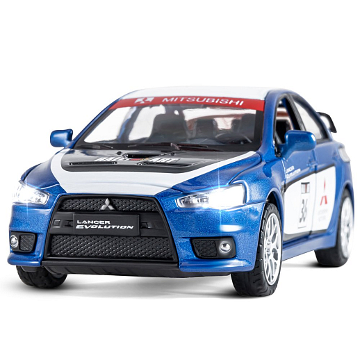 ТМ "Автопанорама" Машинка металлическая 1:32  Mitsubishi Lancer Evolution, синий, откр. двери, капот и  багажник, свет, звук, инерция, в/к 17,5*13,5*9 см в Джамбо Тойз #4