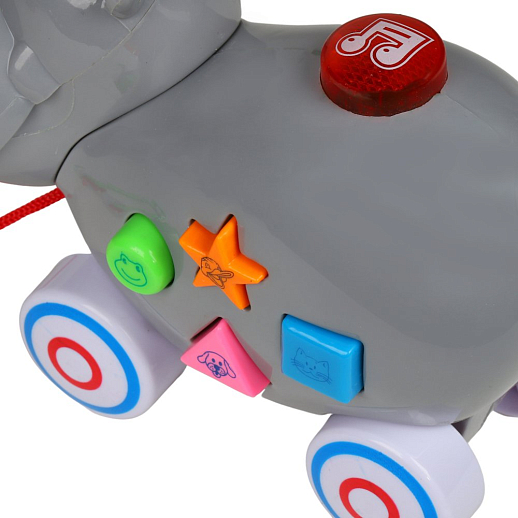 Каталка-игрушка музыкальная "Бегемот" ТМ "Smart Baby", на веревочке, мелодии В. Шаинского, учим фигуры, животных, в/к 16,5*20,5*9 см в Джамбо Тойз #6