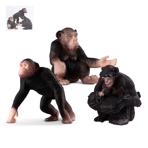 ТМ "КОМПАНИЯ ДРУЗЕЙ", серия "Животные планеты Земля", набор животных "Обезьяны", 3 шт, в/п в Джамбо Тойз