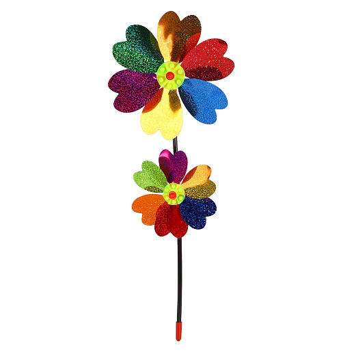 Ветерок,палочка38cм+ два цветка - 21cм и 15cм, 3 вида цветков микс,  пластик,в наборе 9 шт в Джамбо Тойз