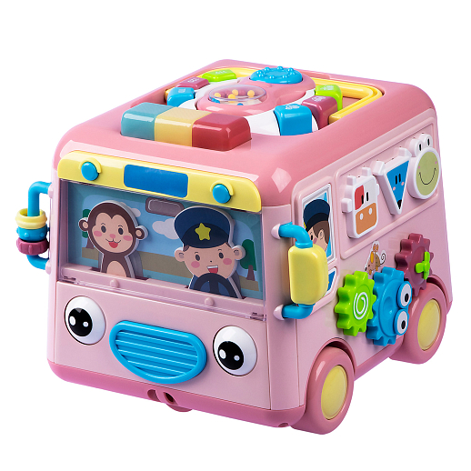 ТМ "Smart Baby" Развивающая игрушка "Автобус" цвет розовый, Шаинский, 57 звуков, стихов, мелодий, песен. Сказки и загадки. Свет, звук, регулирующаяся громкость, в/к 31х22,5х23,5 см в Джамбо Тойз #3