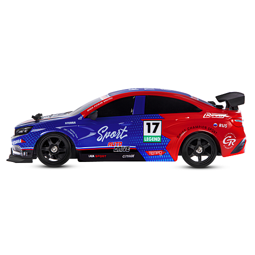 AUTODRIVE Р/У Машина для дрифта LADA Vesta с паром,1:16,2.4GHz,4WD,запасн.колеса 4шт.,свет,с аккум,в/к 31*15*15см в Джамбо Тойз #10