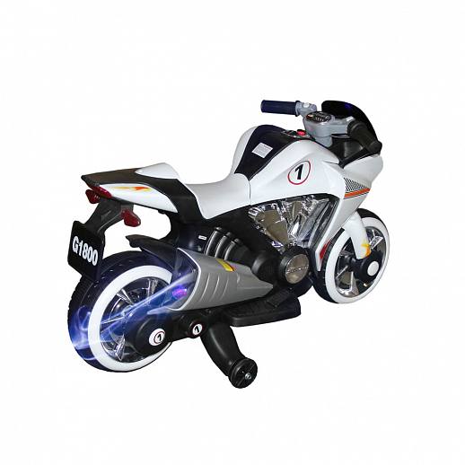 Мотоцикл двухколесный на аккум. 2*6V4,5Ah, с функцией водяного пара. USB, MP3, колеса пластик,  1 двигатель*540W, свет LED. Цвет белый в Джамбо Тойз #2