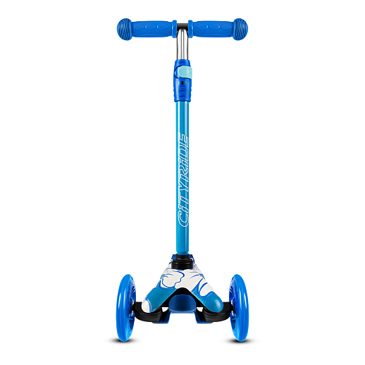 Самокат трехколесный CITY-RIDE (пакет). Руль телеск.: алюминий с резин.рукояткой. Дека: PP+нейлон гидрографика, размеры 51*11 см. Колеса: 120/76 PU со светом. Подшипник: Аbec-5. Максимальная нагрузка: 35кг. Возраст: от 3 лет. в Джамбо Тойз #7